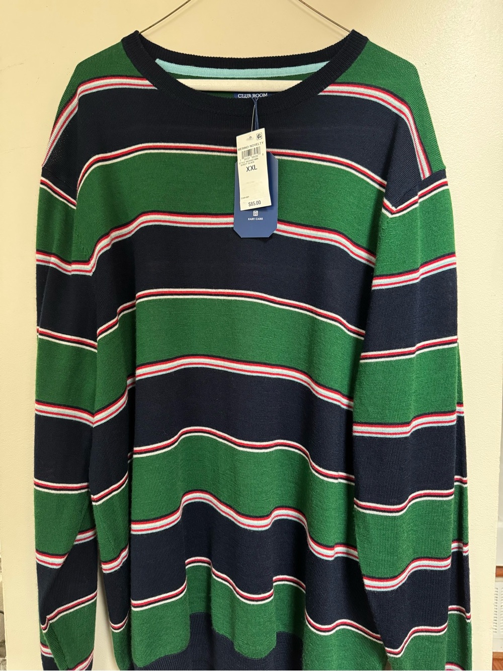 Club Room Green & Navy Striped Crewneck Sweater